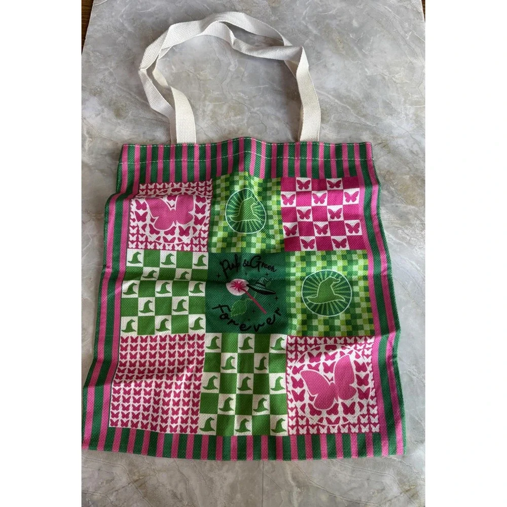 Wicked Witch Pink & Green Patchwork Tote Bag Canvas Shopping Bag MEIKIUP‎